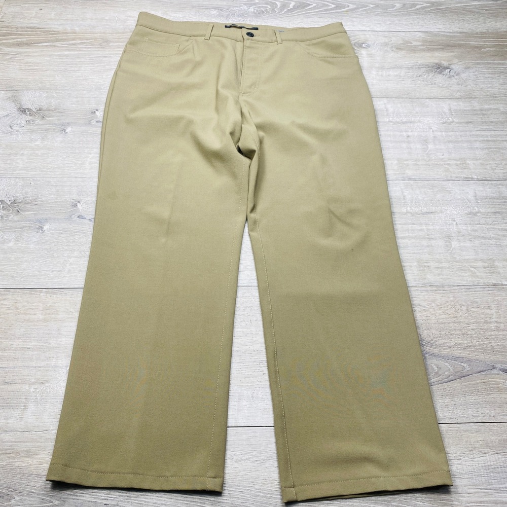 Alberto Ceramica Pants Mens 38x30 Tan Khaki Comfort Fit Straight Leg Trousers